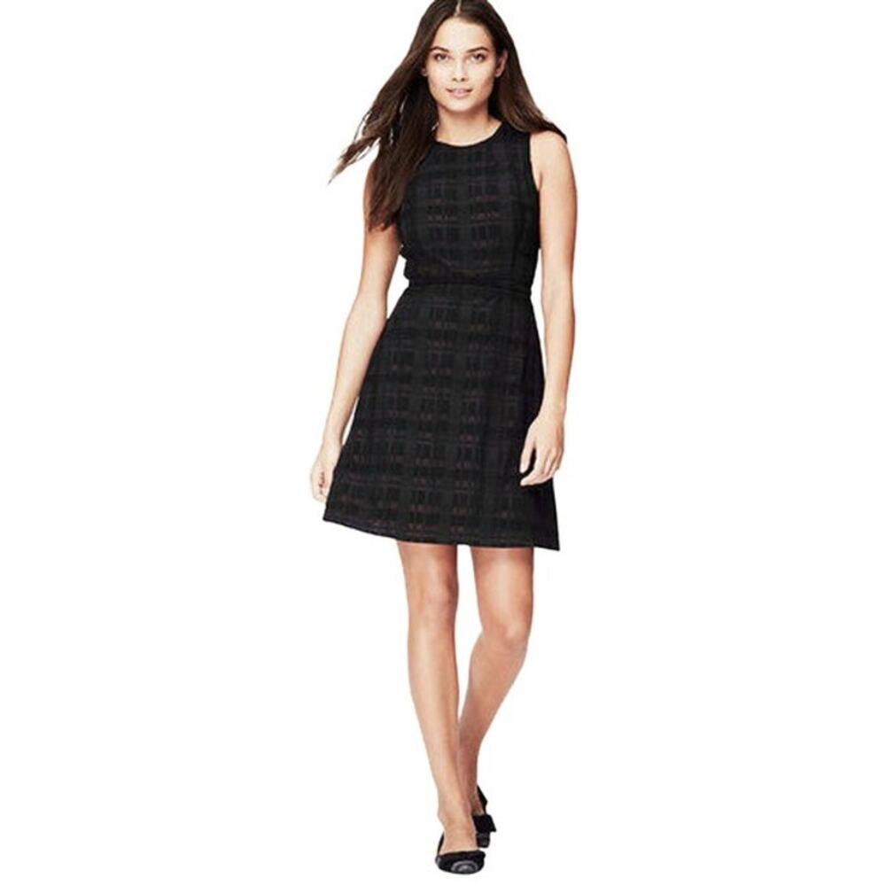 Ann Taylor LOFT‎ Womens Dress Size 4 Sheer Plaid Skirt Black Lined Cocktail NEW